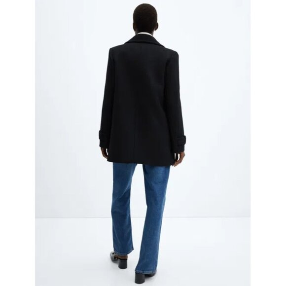 NWT - MANGO Proa Wool Coat with Jewel Buttons, Black – Size Small - Picture 4 of 16